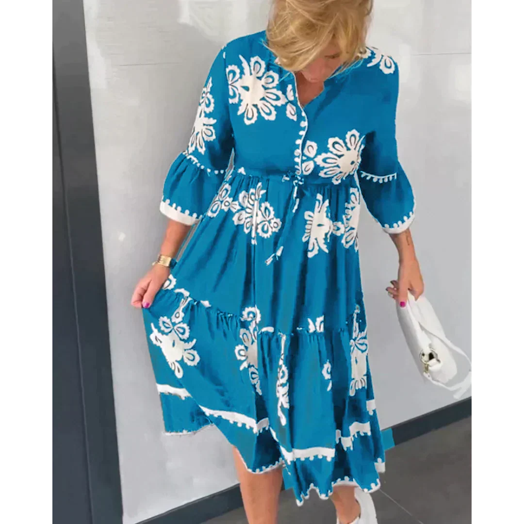 Floral Print Elegant Fit Autumn Dress | Meave & Ivy