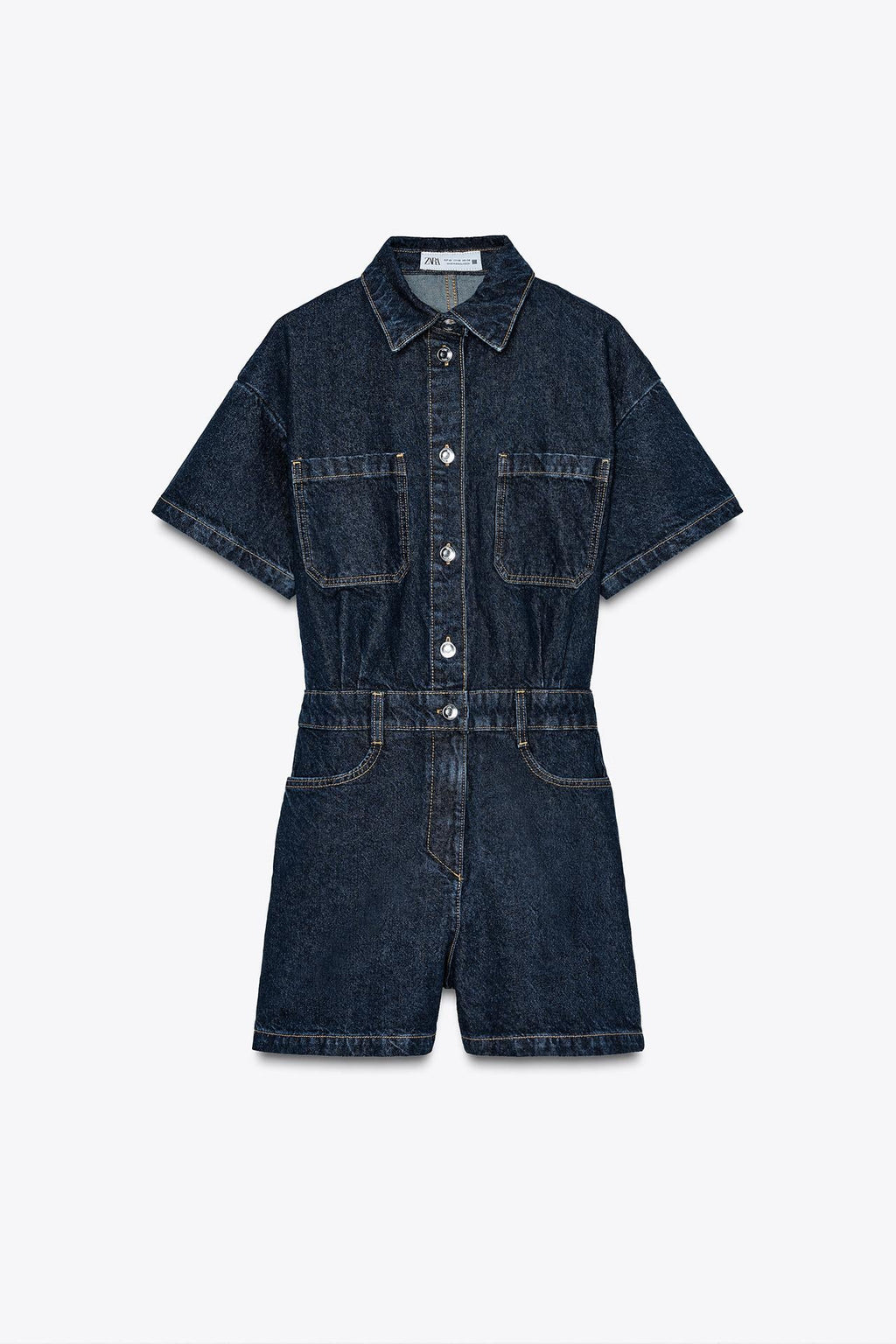 Denim Utility Playsuit with Chest Pockets – Women's Short Boilersuit