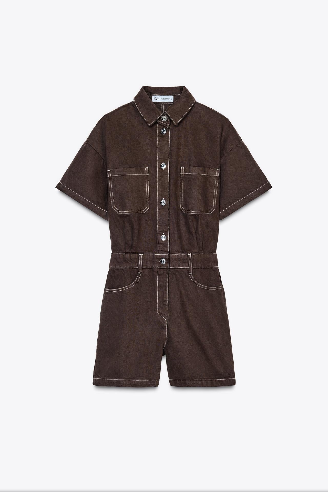 Denim Utility Playsuit with Chest Pockets – Women's Short Boilersuit