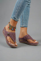 Wide Fit Wedge Toe Post Walking Sandals - Womens Comfort Sandals | Meave & Ivy