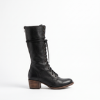 Lace-Up Knee-High Flat Boots with Bow Detail