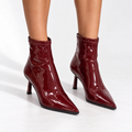 Women's Patent-Look Ankle Boots with Pointed Toes and Stiletto Heels