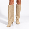 Women's suede-look Knee-High Boots – Square-Toe High-Heel Style