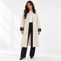 Women's Cotton-Blend Trench Coat with Pointed Collar and Buttoned Cuffs