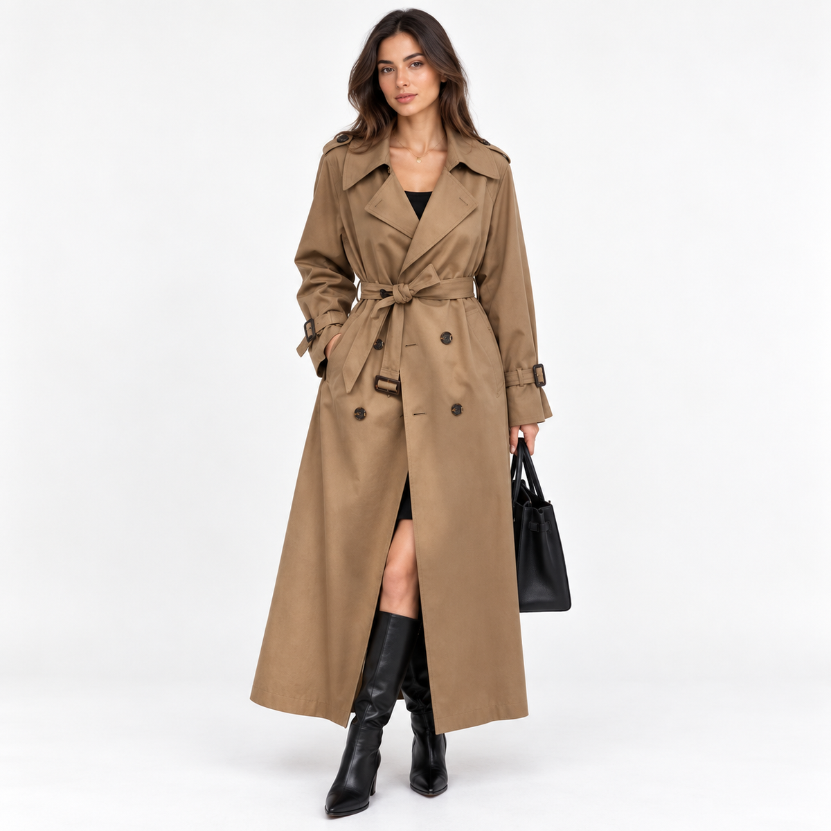 Women's Belted Double-Breasted Trench Coat