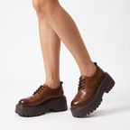 Colour-Washed Brogue Derby Shoes with Platform Sole