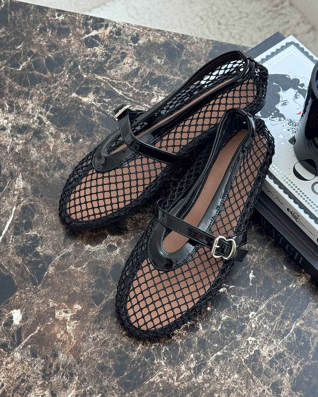Mesh Mary Jane Flats with Strap – Breathable Ballet Flats