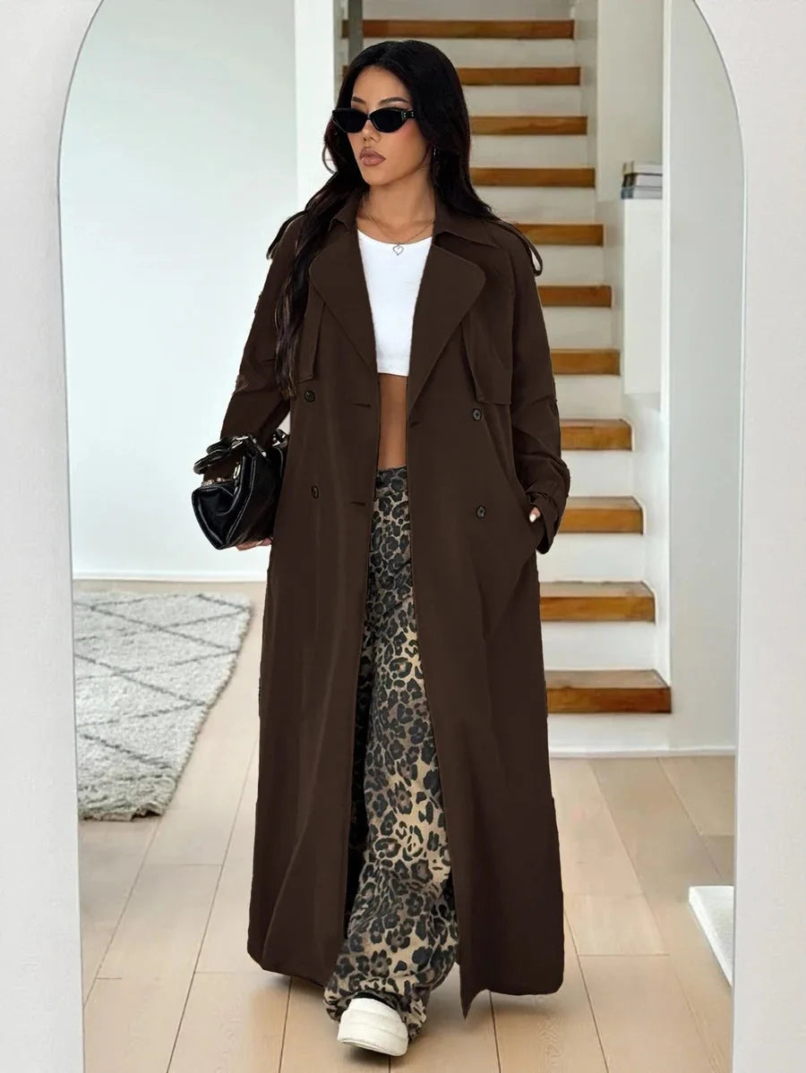 Women's Oversized Trench Coat with Belt