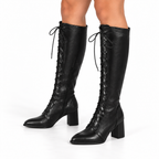 Women's Knee-High Faux Leather Lace-Up Boots