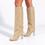 Women's suede-look Knee-High Boots – Square-Toe High-Heel Style