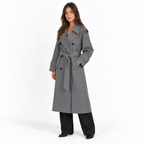 Women's Double-Breasted Belted Trench Coat with Wide Lapels