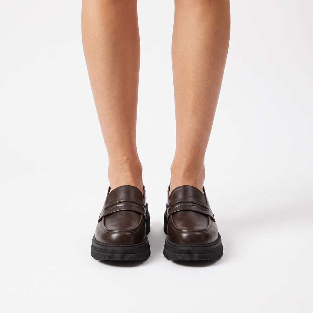 Chunky Platform Penny Loafers – Slip-On Leather-Look