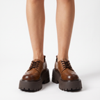 Colour-Washed Brogue Derby Shoes with Platform Sole