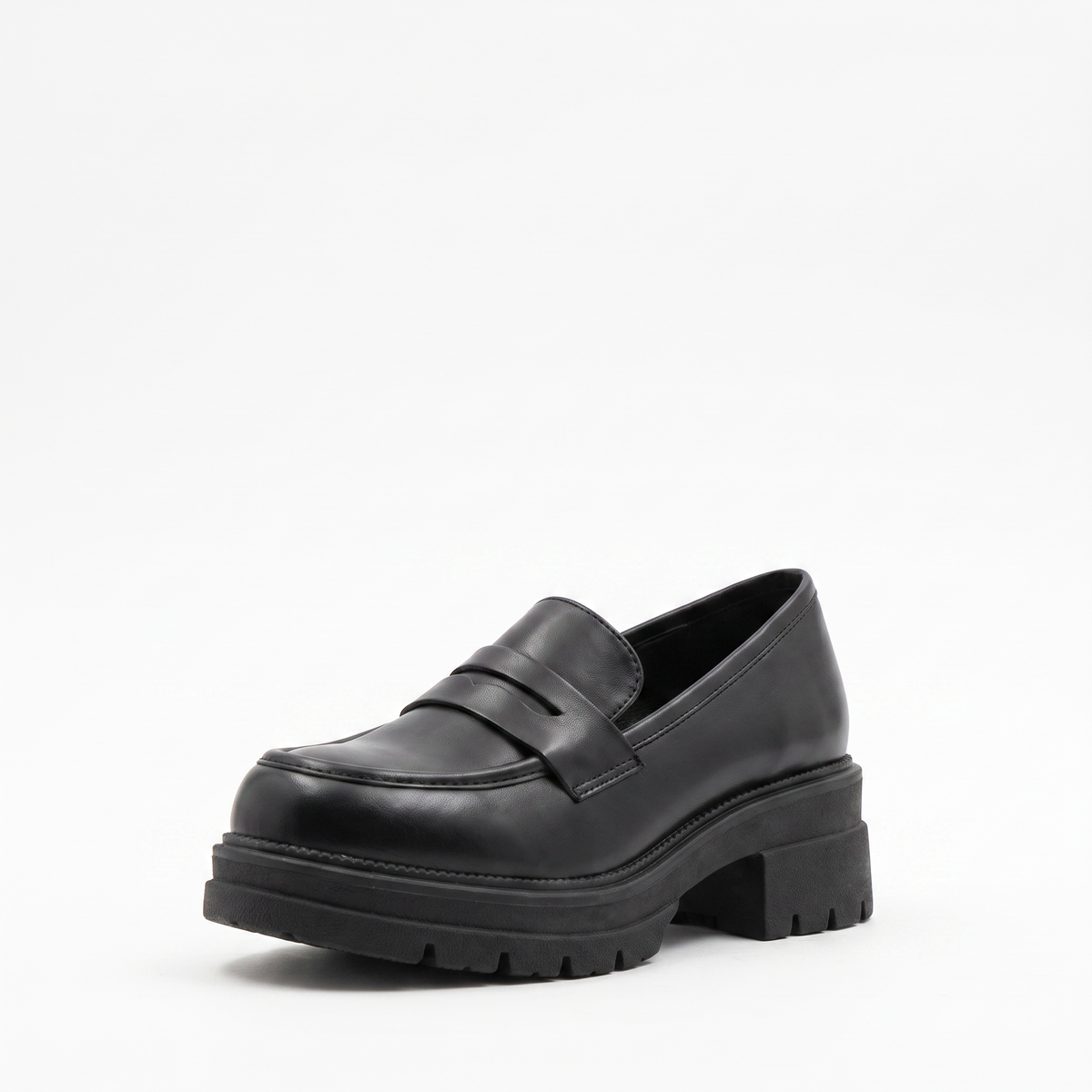 Chunky Platform Penny Loafers – Slip-On Leather-Look