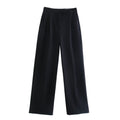 Women's Mid-Rise Wide-Leg Tailored Trousers – Lightweight Cotton-Blend Full-Length Style for Office Smart Casual Spring Summer and Everyday Wear