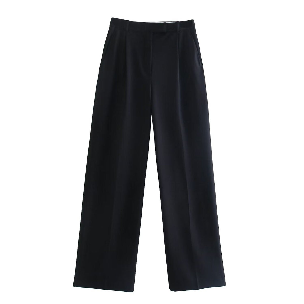 Women's Mid-Rise Wide-Leg Tailored Trousers – Lightweight Cotton-Blend Full-Length Style for Office Smart Casual Spring Summer and Everyday Wear