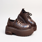 Colour-Washed Brogue Derby Shoes with Platform Sole