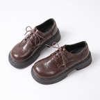 Brogue Wingtip Platform Oxford Shoes – Leather-Look