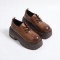 Colour-Washed Brogue Derby Shoes with Platform Sole