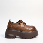 Colour-Washed Brogue Derby Shoes with Platform Sole