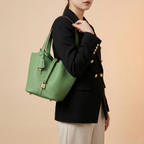 Structured Basket Handbag with Twist Lock – Faux Leather Bucket Bag