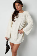 Sequin Mini Dress with Satin Back Bow – Glossy Party Dress