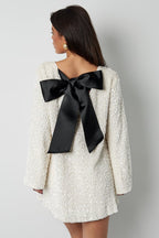 Sequin Mini Dress with Satin Back Bow – Glossy Party Dress