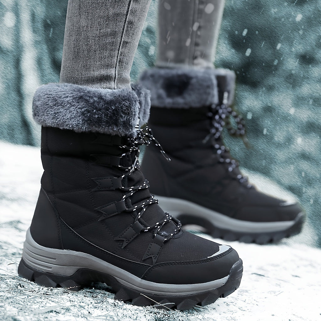Women's Warm Winter Boots – Leather Look, Water-Repellent