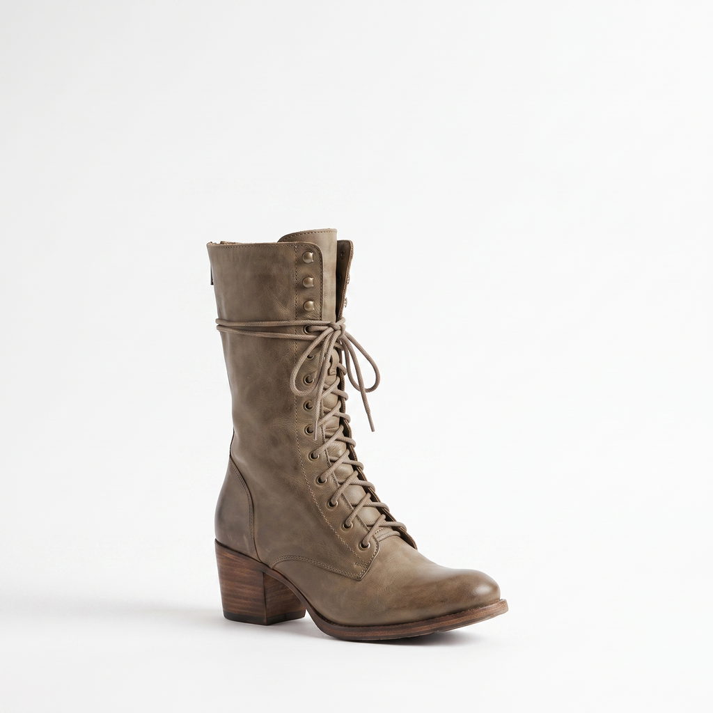 Lace-Up Knee-High Flat Boots with Bow Detail