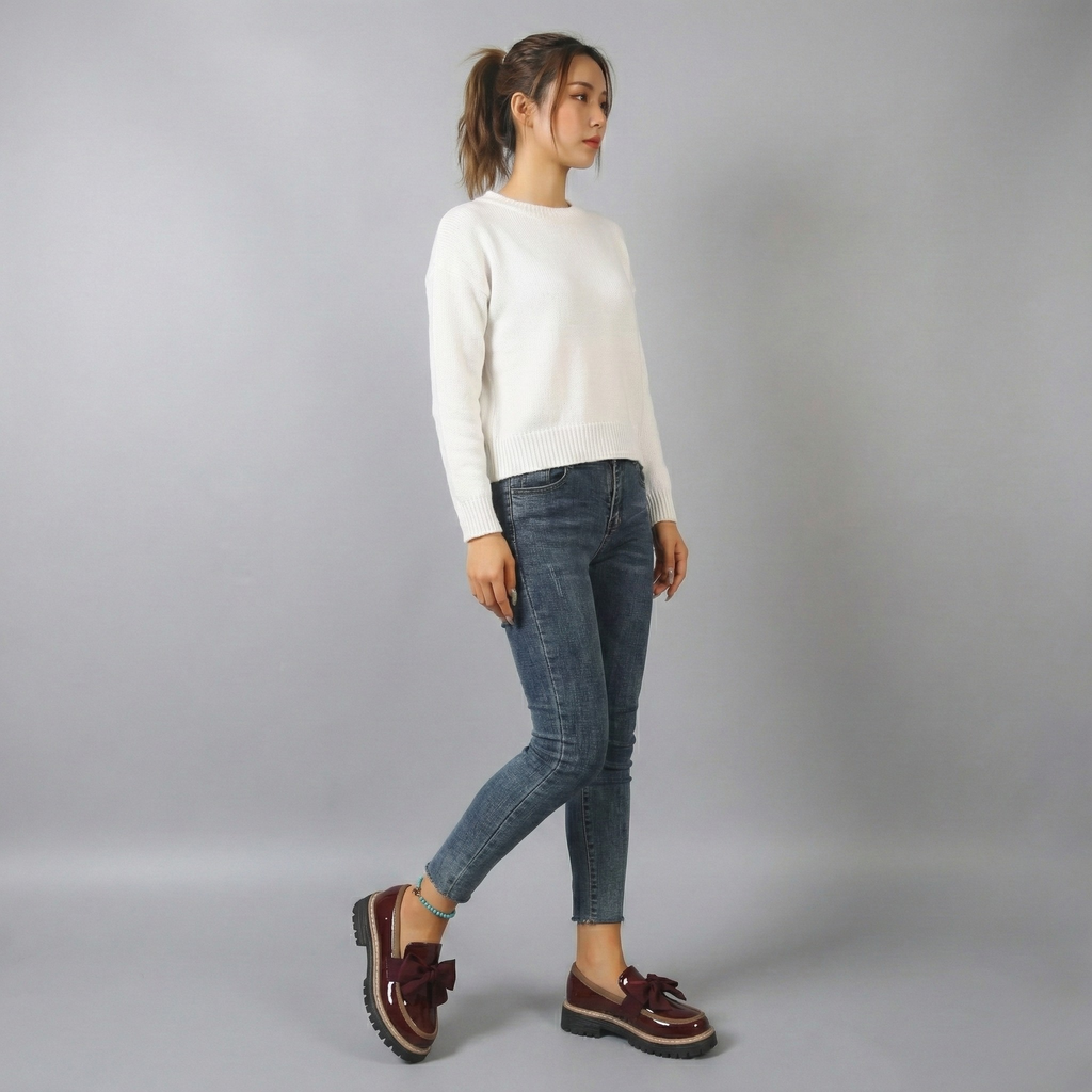 Women's Retro Platform Shoes with Bow – Chunky Sole Comfort Flats