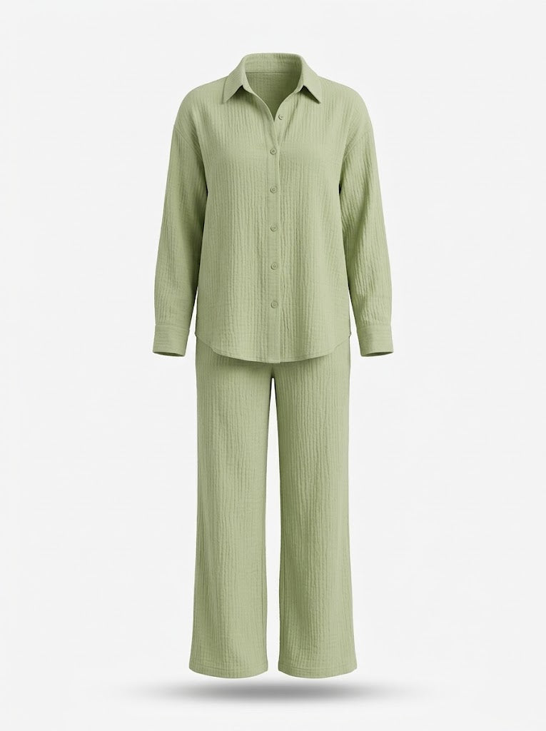 Women's Cotton Shirt and Trouser Co-Ord Set