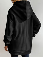 Women's Longline Zip-Up Hoodie with Pockets