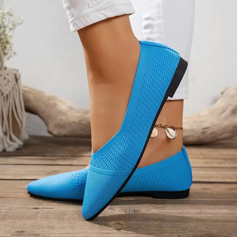 Pointed Toe Knit Ballet Flats in 7 Colours