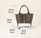 Structured Basket Handbag with Twist Lock – Faux Leather Bucket Bag
