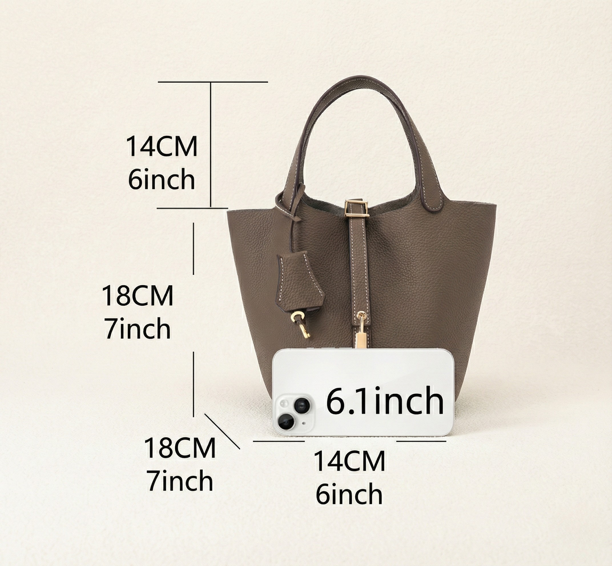 Structured Basket Handbag with Twist Lock – Faux Leather Bucket Bag
