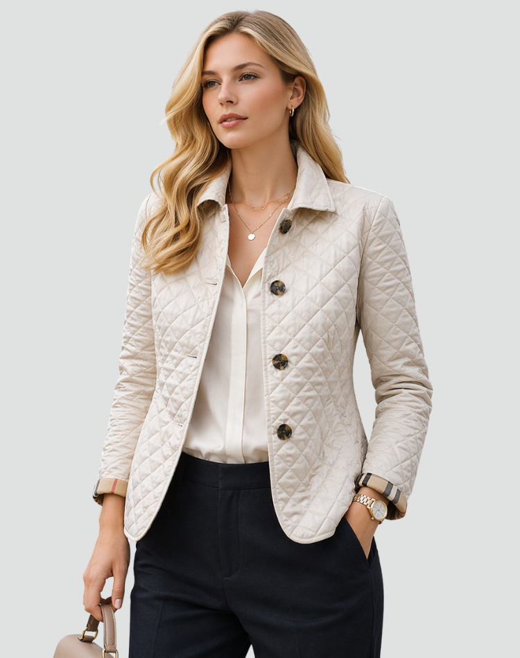 Quilted Transitional Jacket with Collar & Buttons