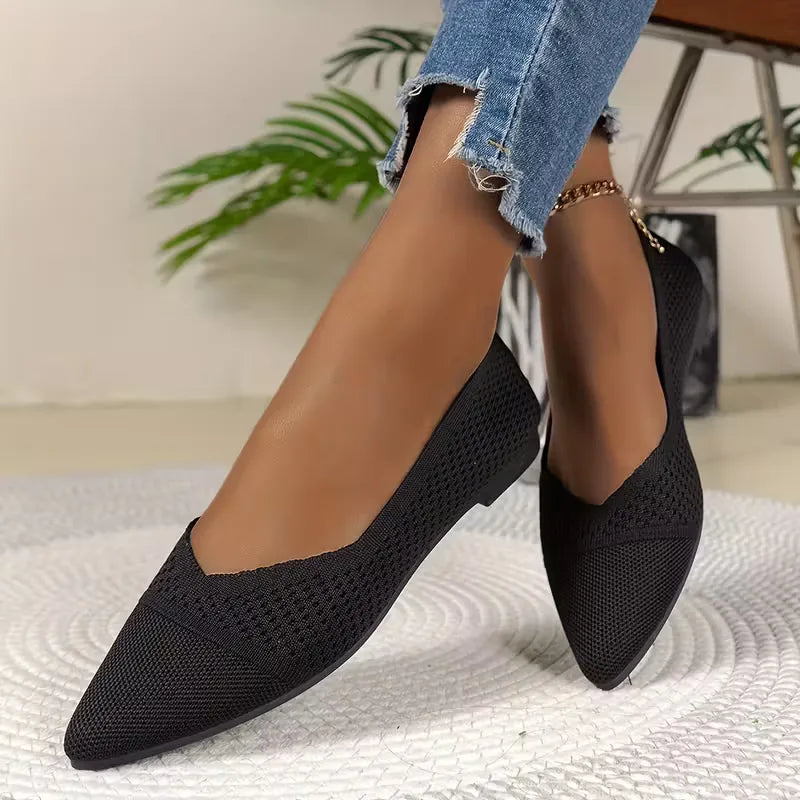Pointed Toe Knit Ballet Flats in 7 Colours