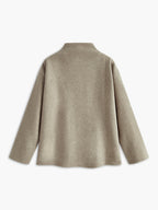 Women's Oversized Double-Breasted Short Coat with High Stand Collar