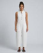Linen-Blend Sleeveless Loose Jumpsuit