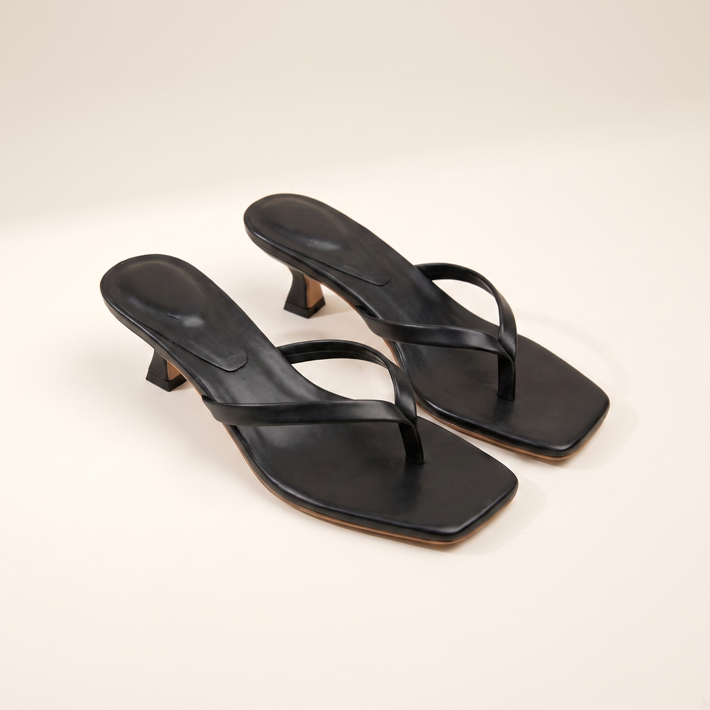 Square Toe Kitten Heel Mules – Slim Strap Design