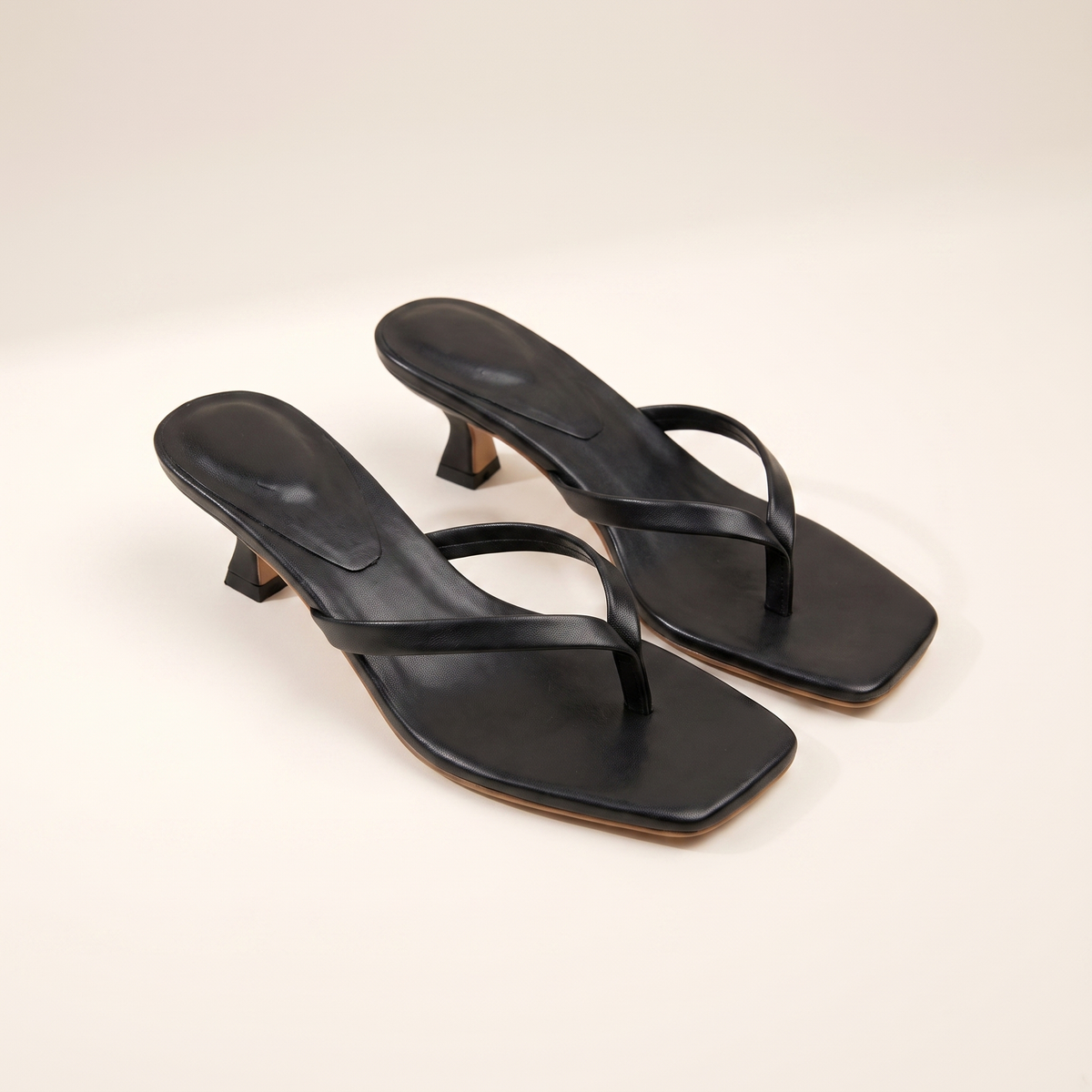 Square Toe Kitten Heel Mules – Slim Strap Design