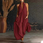 Resort Style Mandarin Collar Button Front Dress Cotton Linen Mix | Meave & Ivy