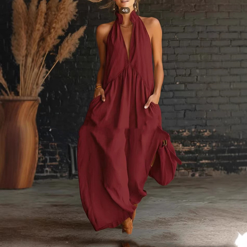Resort Style Mandarin Collar Button Front Dress Cotton Linen Mix | Meave & Ivy