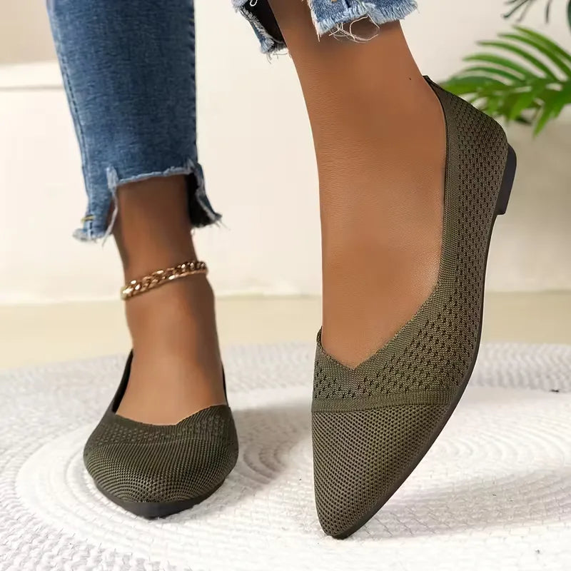 Pointed Toe Knit Ballet Flats in 7 Colours