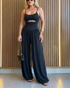 Cut-Out Waist Cami Backless Ruched High Waist Summer Jumpsuit | Meave & Ivy