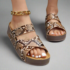 Woven Crossover Strap Wedge Sandals