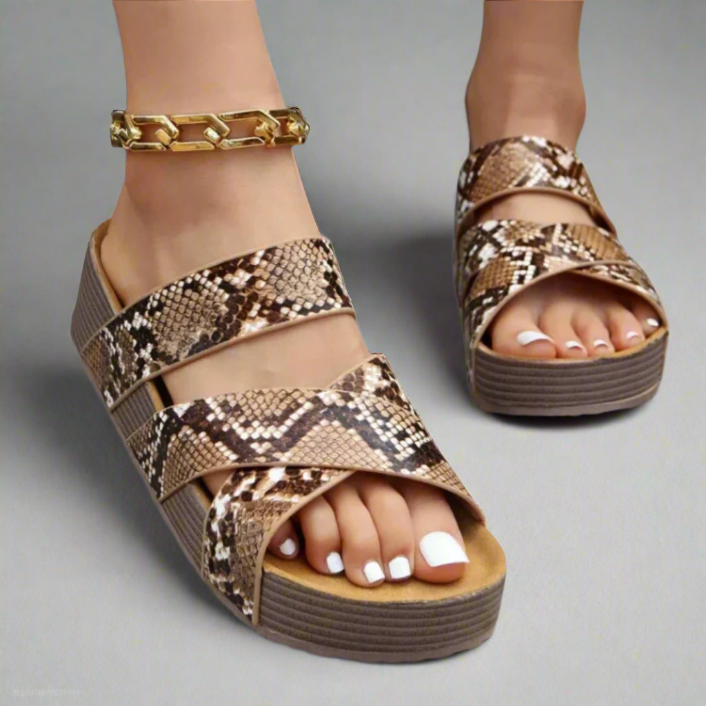 Woven Crossover Strap Wedge Sandals