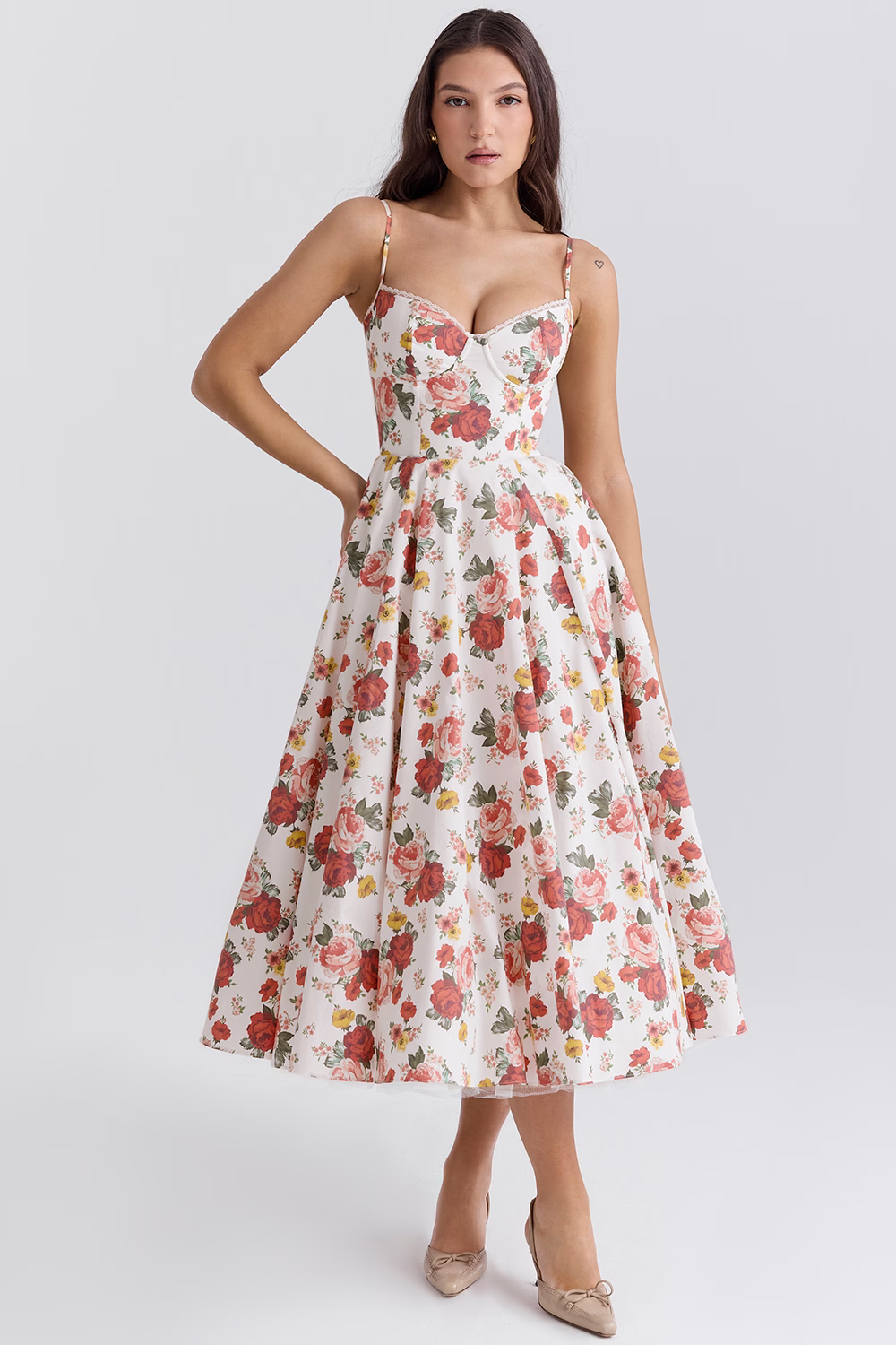 Corset Midi Dress – Elegant A-Line Occasion Dress | Meave & Ivy
