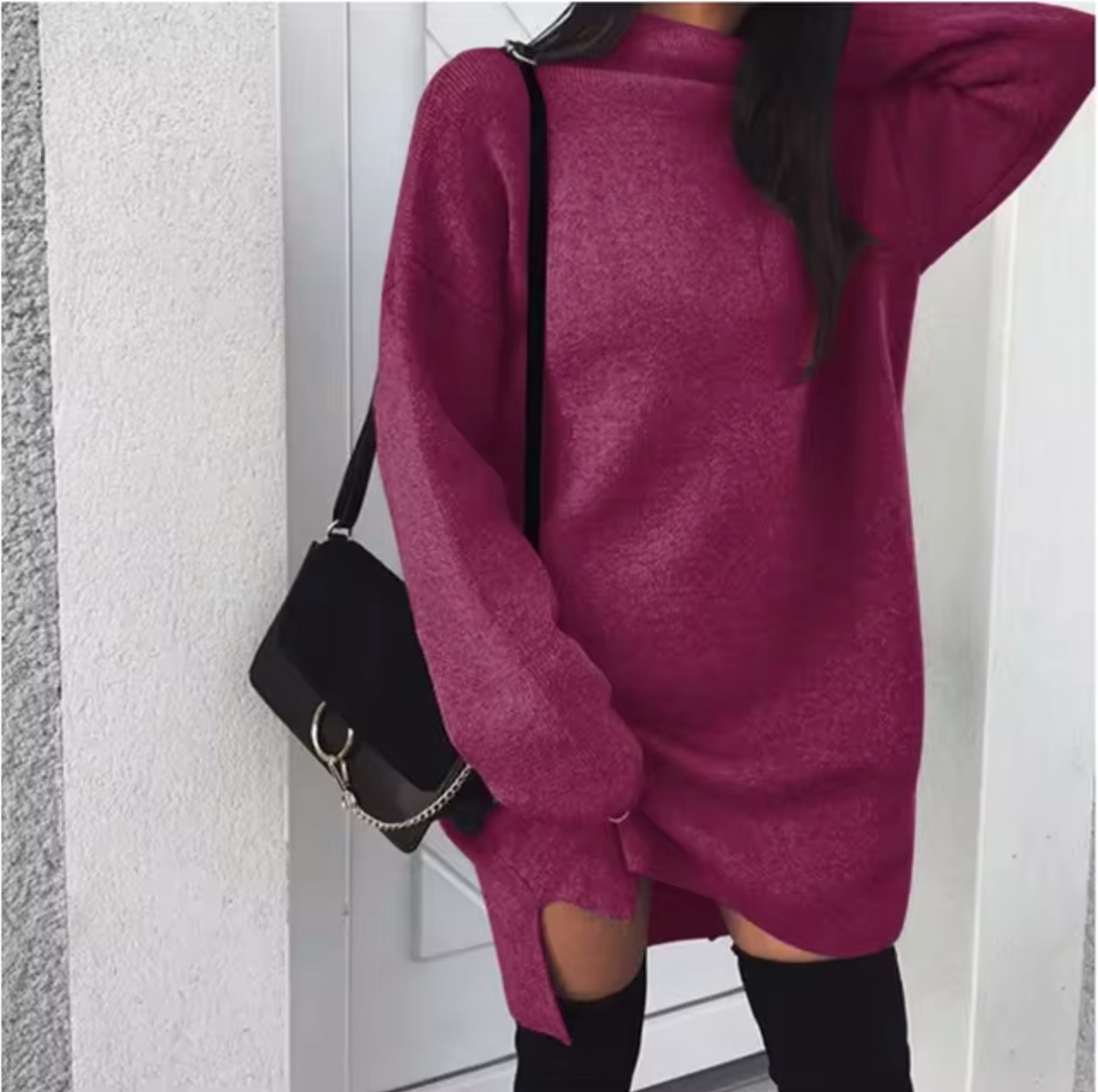 Women's wool-blend and soft-knit Blend Oversized Sweater Dress