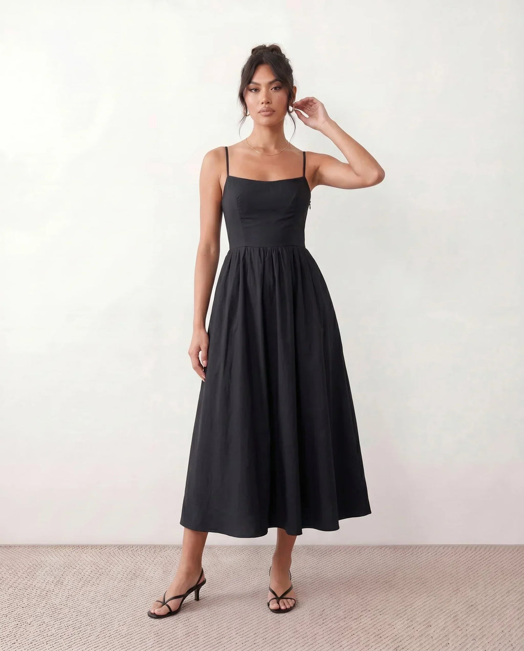 Spaghetti Strap Low Back Midi Dress